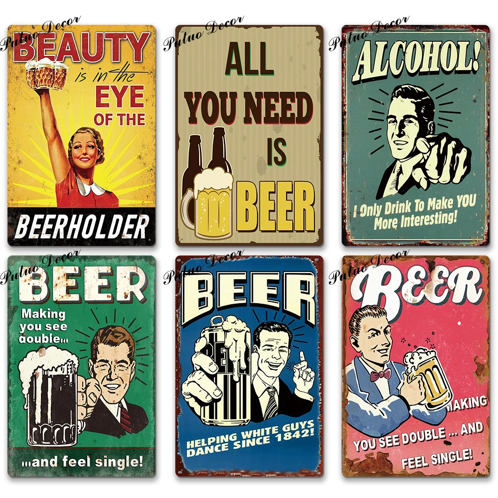 Funny Tin Sign Beer Metal Sign Plaque Metal Vintage Pub Iron Painting Wall Decor for Bar Pub Club Man Cave Metal Posters