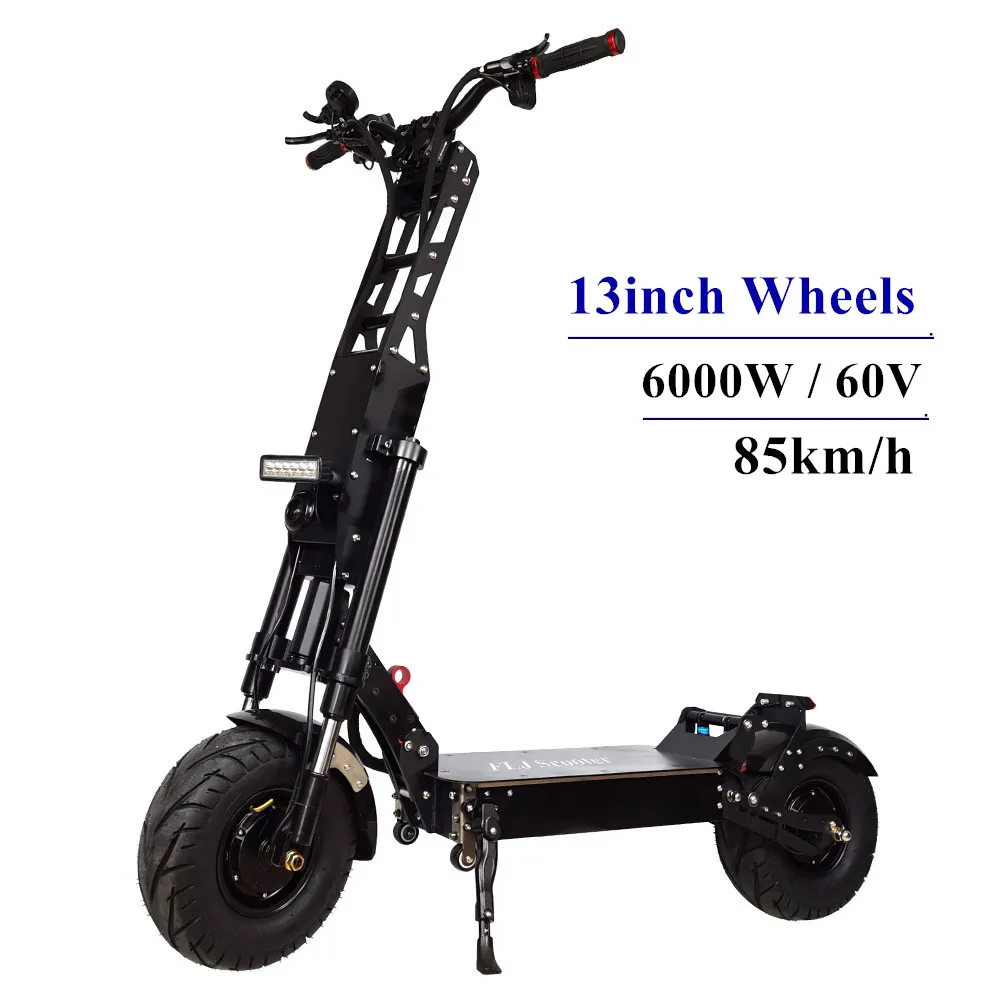 

FLJ K6 13inch Wheels Electric Scooter with 6000W/60V 85km/h 90-120km range Dual motor Fat tire kick scooter adult foldableE Bike