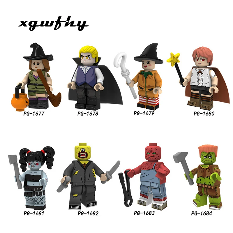 

For Halloween Scream Killer Horror Theme Ghost Figures Freddy Mask Hunter-Black Jack Friday Vampire building blocks Toys JM176