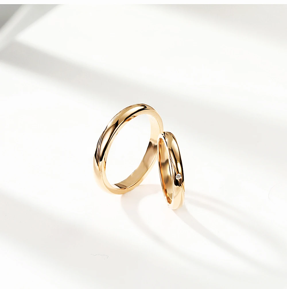 AULEEZE 18 К желтое золото AU750 обручальное кольцо Сертифицированный натуральный самоцвет ювелирный изделия классические парные кольца для влюбленных