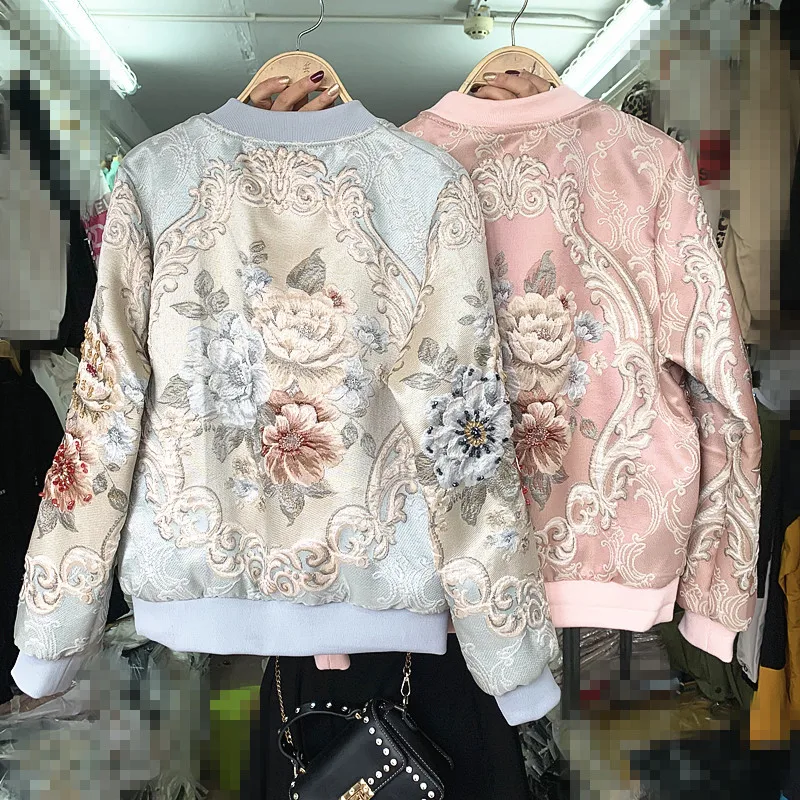 Finest  European and American high-end vintage embroidery flowers heavy work beaded diamond jacket