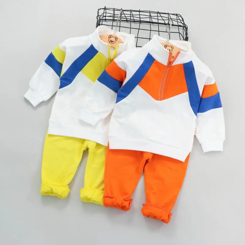

2019 new Spring Fall Boy Girls Casual Cotton Letter Zippper Round Neck Sports Suit 1-4Y Two-piece Children's Clothing