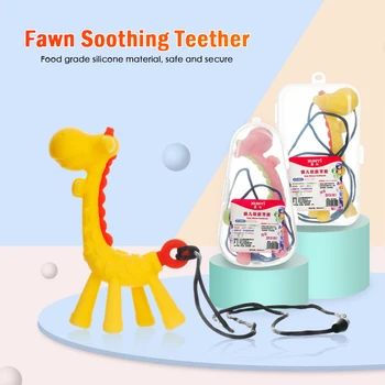 

Baby Teether Cartoon Teething Nursing Silicone Baby teeth fawn molar rod giraffe to bite the teether safty with box