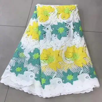 

2019 Latest African Lace Fabric High Quality Nigerian Pure cotton Embroidery with Rhinestone French Net Lace Fabric for Women
