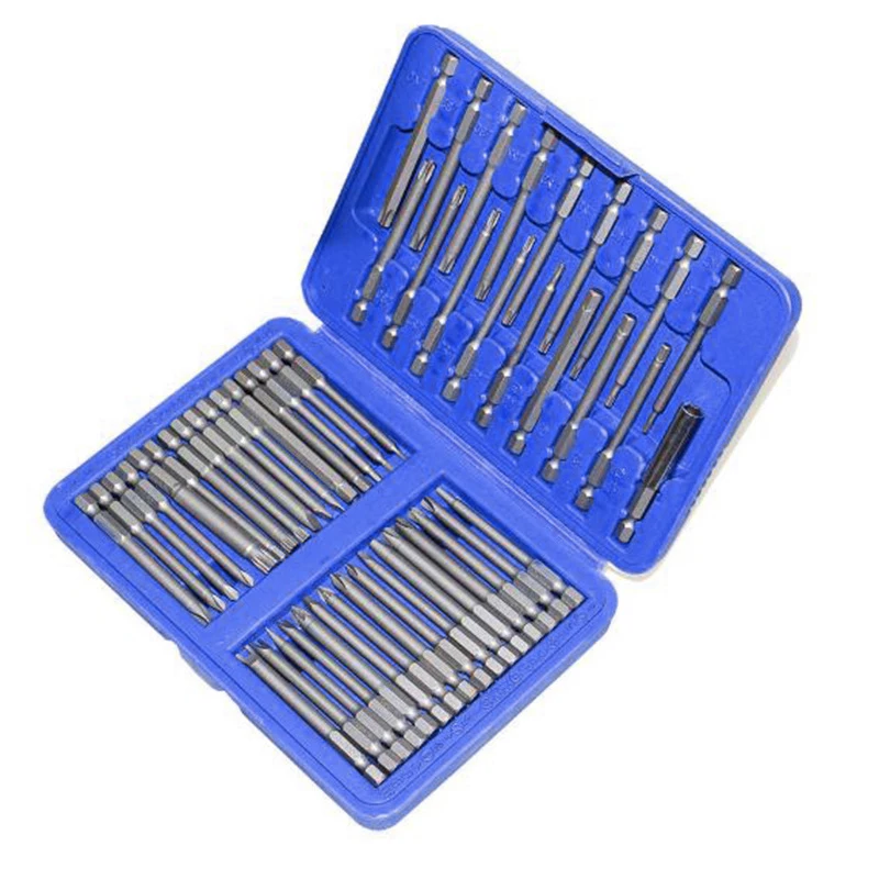 

50x Screwdriver Set Extra Long Hex Bits Star Spline Flat For Air Electric Drills