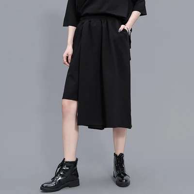 Spring and summer new large BF wind loose capri pants fashion a word wide leg show thin pants skirt fashion