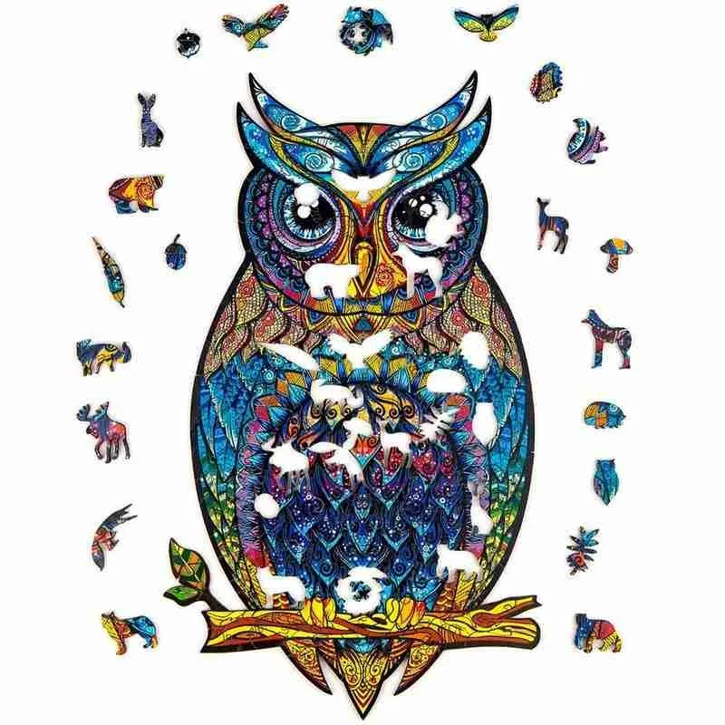 

Wooden Jigsaw Puzzles Mysterious Owl Puzzle For Adults Educational Wooden Games Gift Puzzle Interactive Toy Kids Gifts