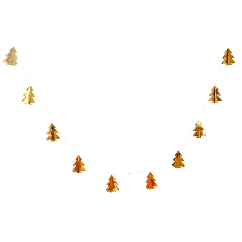 2,5 м Мини Бумажная гирлянда в форме рождественской елки, висящий флаг для свадьбы, дня рождения, вечеринки, Нового года, украшения, баннеры, принадлежности
