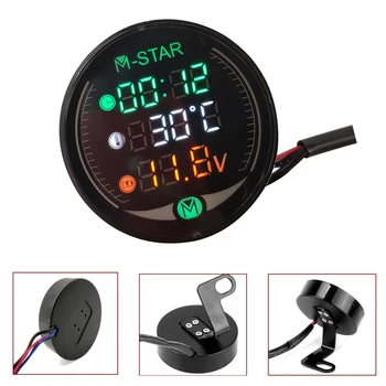 

For KTM 250EXC-F 350EXC-F 250SX-F 350SX-F 450SX-F Motorcycle Voltmeter Time Temperature LED 3-in-1 LED Digital Voltage Meter