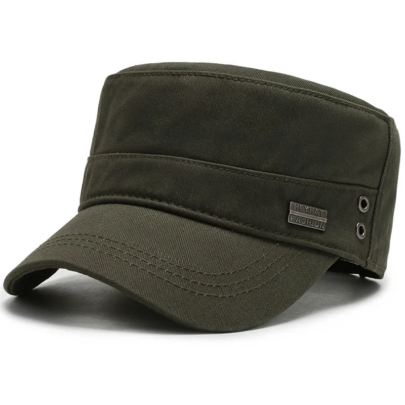 Military Ba Fashion Solid Color Unisex Adjustable Strap Cadet Cap Embroidered 