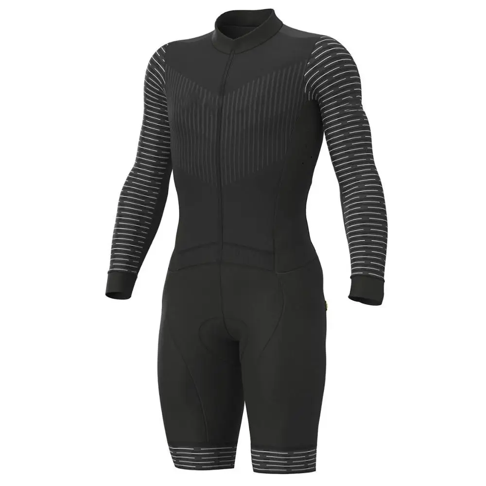 Pro Team триатлон костюм мужской черный с длинным рукавом Велоспорт Джерси Skinsuit комбинезон Майо Велоспорт Ropa ciclismo - Цвет: Черный