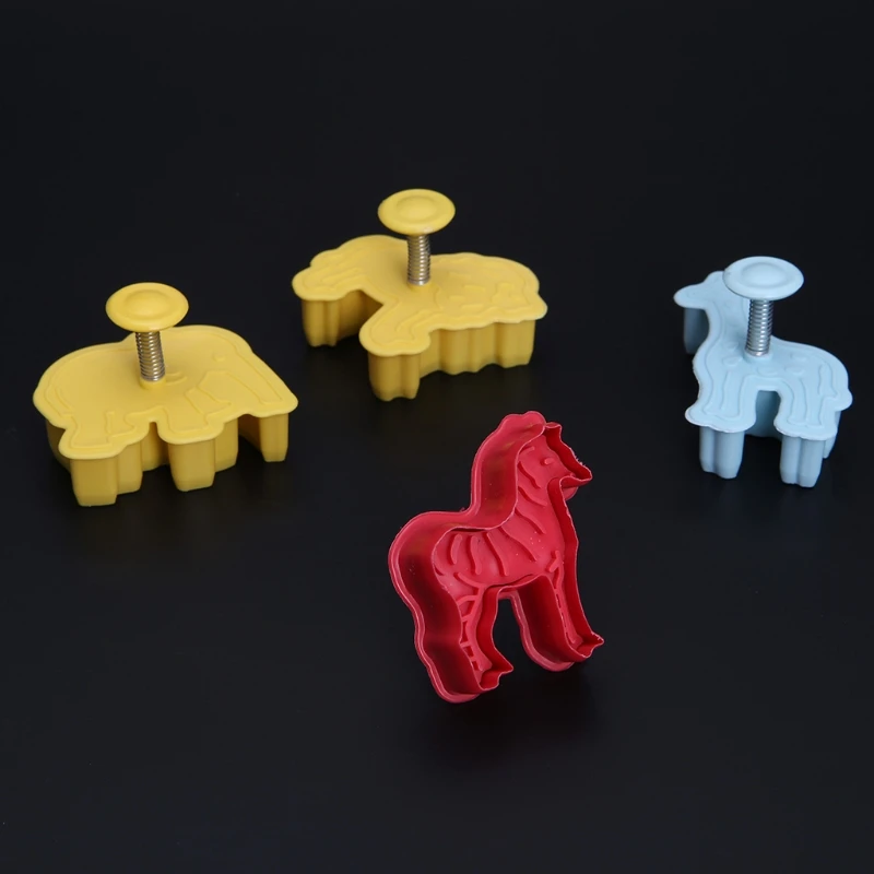 4 шт. 3D животные пластиковые формы для печенья помадка торт резак плесень инструменты для выпечки, сделай сам 72XF