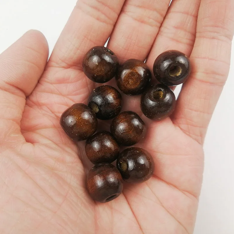 500 Dark Brown Wooden Macrame Beads 12mm x 10mm with 5.5mm Large Hole