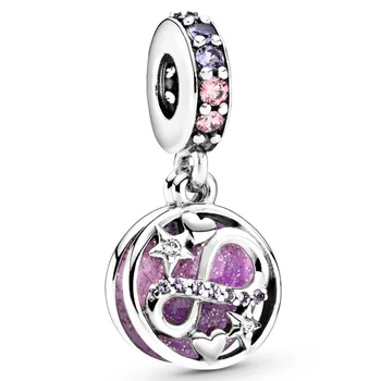 

New 925 Sterling Silver Bead Charm Glittering Infinity Hearts & Stars Pendant Beads Fit Bracelet Bangle DIY Jewelry
