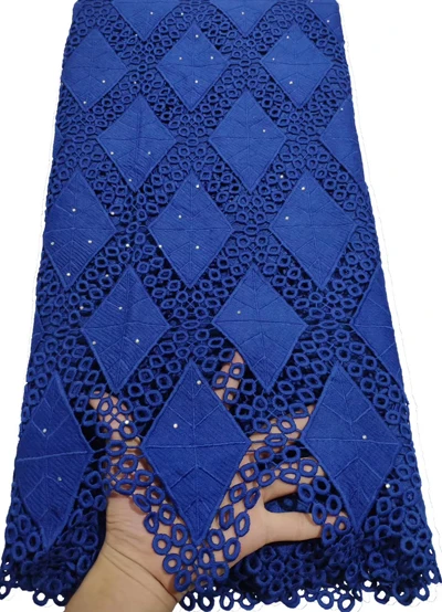 Высокое качество Африканский водорастворимый шнур кружевной ткани модный стиль гипюр шнур сетевой шнурки с камнями для нигерийских HTB82 - Цвет: AS PICTURE 6