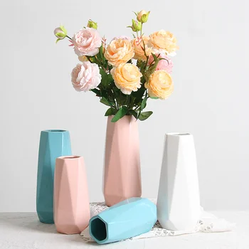 

Nordic Ceramic Vase Solid Color Simple Hydroponic Plant Vase Dried Flowers Inserted Desktop Ornaments Home Christmas Decoration