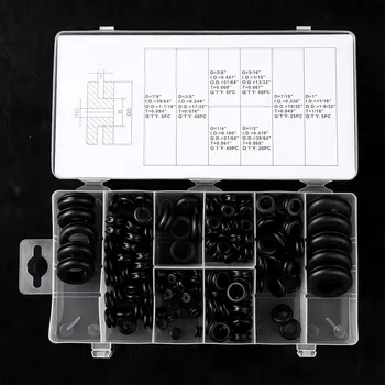 

180Pcs Sealing Rubber Cables Grommet Kit Electrical Conductor Gasket Ring Set with Storage Box for Wire Plug Automotive Plumbing