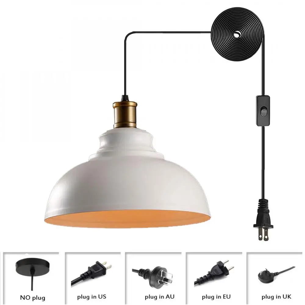 embargo analyseren Dusver White Metal Shade Hanglamp Met Messing Lamp Socket, Industriële Opknoping  Lichtpunt, vintage Plafondlamp Plug In Cord - AliExpress