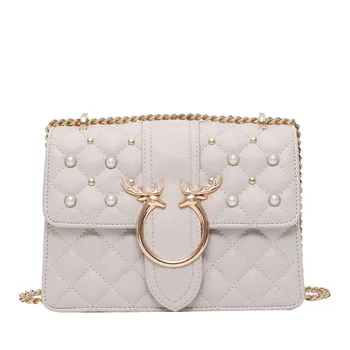 

Fashion Soild Color Little Fawn Small Square Bags For Women 2020 Rivets Shopping Wallet And Chain Shoulder Bags Fashion Bag