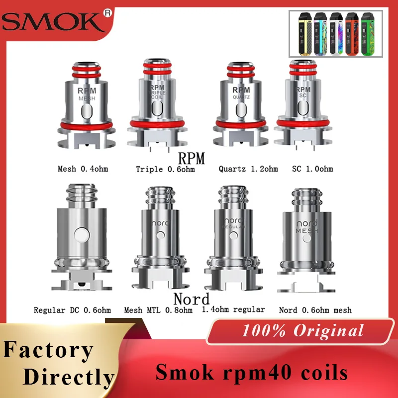 E Cigarette coil head Smok RPM40 Pod Vape kit mesh 0.4ohm triple 0.6ohm nord Mesh MTL nord DC 0.6ohm coils for SMOK RPM40