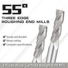 

AUGT HRC55 Roughing End Mills Aluminum Carbide 3 Flute Milling Cutter 4-20mm Shank For CNC Router Bits Cutting Tools