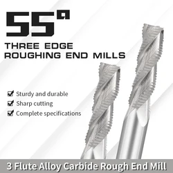 Augt hrc55 fresa de ponta de desbaste, carboneto de alumínio 3, fresa de ranhura de 4 20mm, haste para brocas de roteador cnc, ferramentas de corte