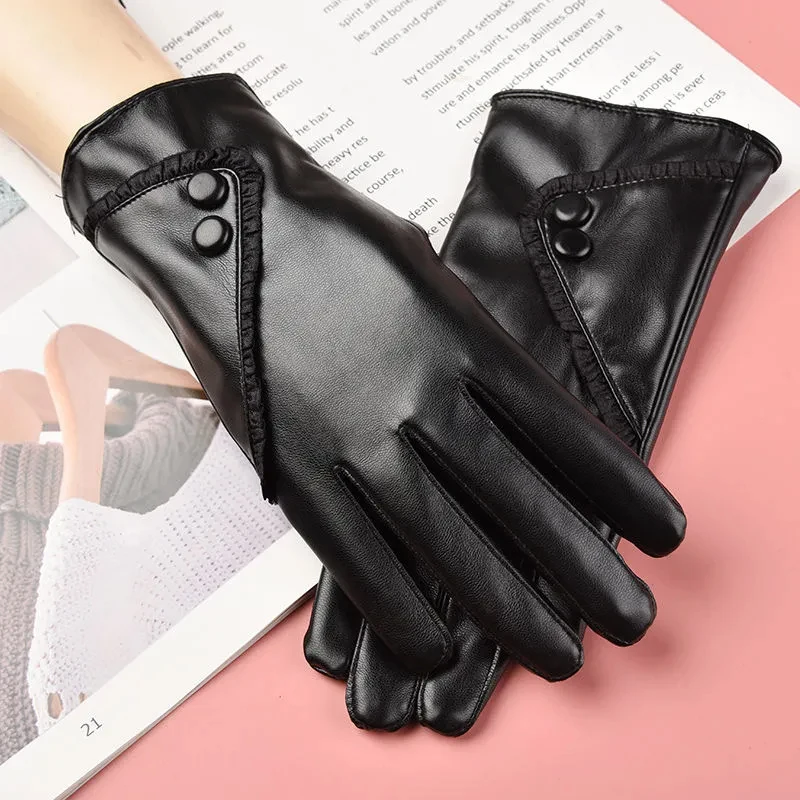 Leather Glove Women TouchScreen,Winter Warm Waterproof Driving Glove for Women 