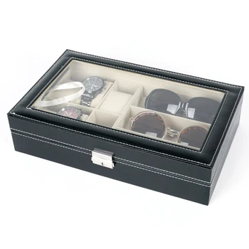 

1PC 9 Grids PU Leather Glass Box Glasses Case Storage Box Organizer Jewelry Display Multifunction Boxes for Girls and Boys