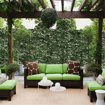 

0.5*1m Garden Plant Fence Artificial Faux Green Leaf Privacy Screen Panels Rattan Outdoor Hedge Garden Home Decora
