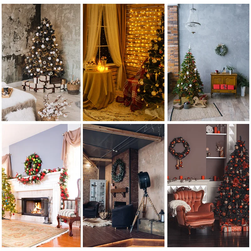 

SHENGYONGBAO Christmas Photography Background Christmas Tree Backdrop for Photo Studio Baby Portrait Photocall 201014SDS-02