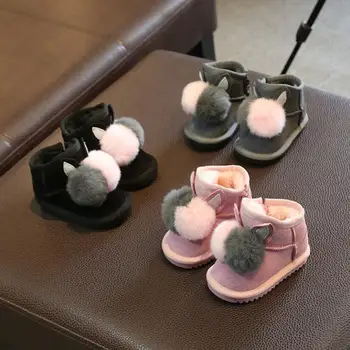 

2020 New Winter Children Snow Boots Genuine Leather Wool Girls Boots Plush Boys Warm Shoes Fashion Kids Boots Baby Toddler Shoes