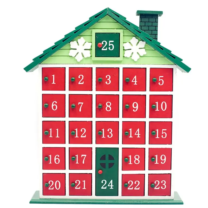 

Christmas Wooden House Countdown Advent Calendar Christmas Storage Box