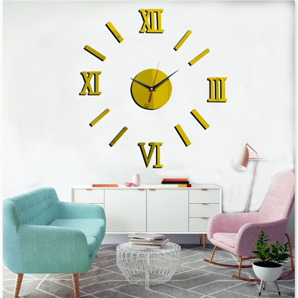 3D Wall Clock Acrylic Mirror Wall Stickers Modern DIY Wall Clocks Home Decor Living Room Quartz Needle reloj de pared 2020 NEW 26