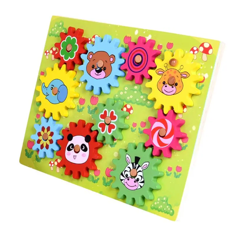 

Wooden Animal Gear Game Combination Rotating Gearwheel Children Educational Toys Hand-eye Interaction Kids Fun Puzzle Toy Q6PD