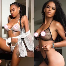 Высокая температура Сексуальное Женское кружевное белье полые три точки Babydoll стринги ночное белье прозрачный бюстгальтер комплект lenceria
