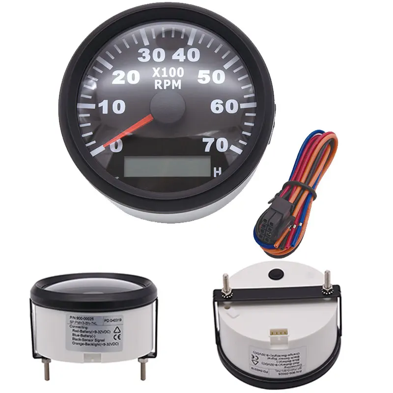 85mm 7000RPM Tachometer Waterproof LED Digital Hourmeter Marine Outboard Diesel Engine Motor Generator Tacho Meter Gauge 9-32V