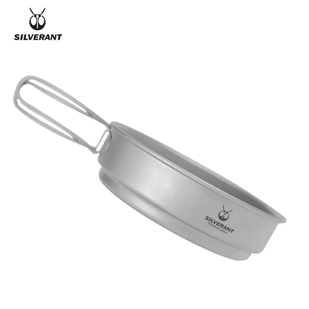 Silverant титановая сковорода 500 мл жареное яйцо EDC Походное оборудование для приготовления пищи для Кемпинг тарелка инструмент для выживания со складной ручкой