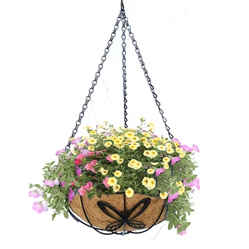 

Outdoor Hanging Flower Basket with Chain Hanging Planter Flower Pot Patio Decor