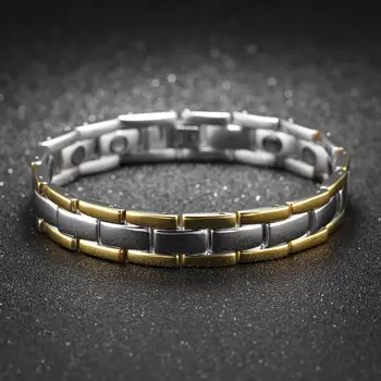 

Magnetic Stainless Steel Bracelet Men Titanium Stripe Gold wrist band adjustable Chain Mens Stress Relief Jewelry Bracelets Gift