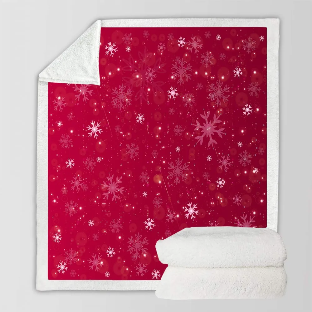 Зимнее мягкое Коралловое плюшевое одеяло из шерпы, рождественское одеяло со снежинками, красное теплое одеяло до колена, уютное дорожное одеяло для мальчиков и девочек