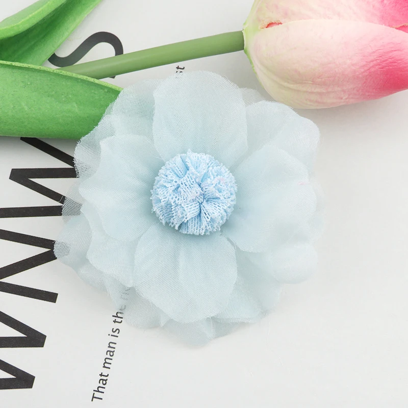 5PCS /33 Colors Mini Chiffon Fabric Flower For Wedding Invitation Artificial Flowers For Dress Decoration - Цвет: 27
