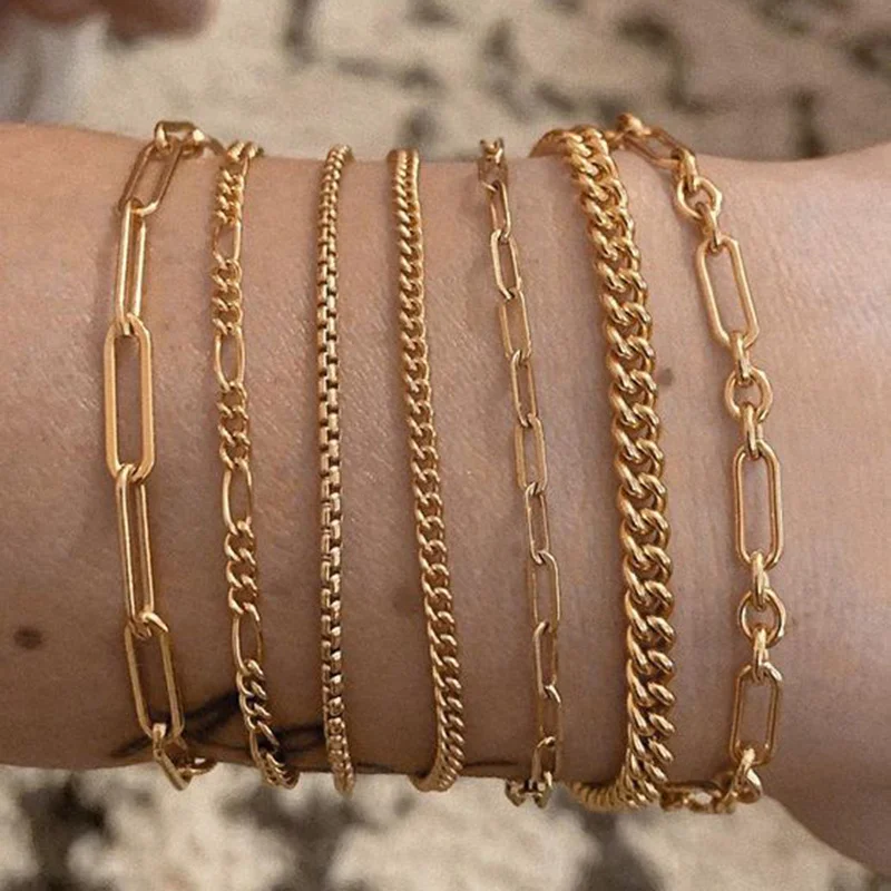 Vnox Chic Women's Flat Snake Chain Herringbone Bracelets Minimalist Stainless Steel Dainty Jewelry for Lady Female Adjustable |