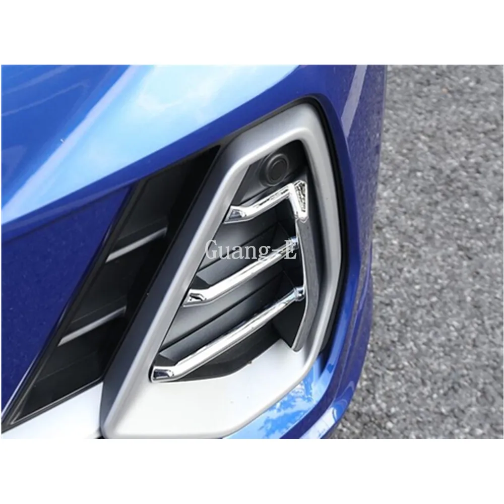 

For Audi Q3 F3 2018 2019 2020 Car Body Front Fog Light Lamp Detector Frame Stick Styling Abs Chrome Cover Trim Parts 2pcs