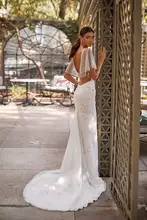 

Cape Half Sleeves Plunge neck V Back Backless, lace applique details, Sparkle Mesh Fit and Flare Modern Chic Wedding Dress