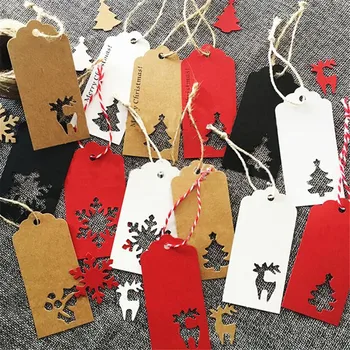 

Ellenmar 100pcs Kraft Gift Tags Blank Label Paper Tags Creative Hollow Elk Tags Brown Gift Tags DIY Name Card with 20m Jute Twin