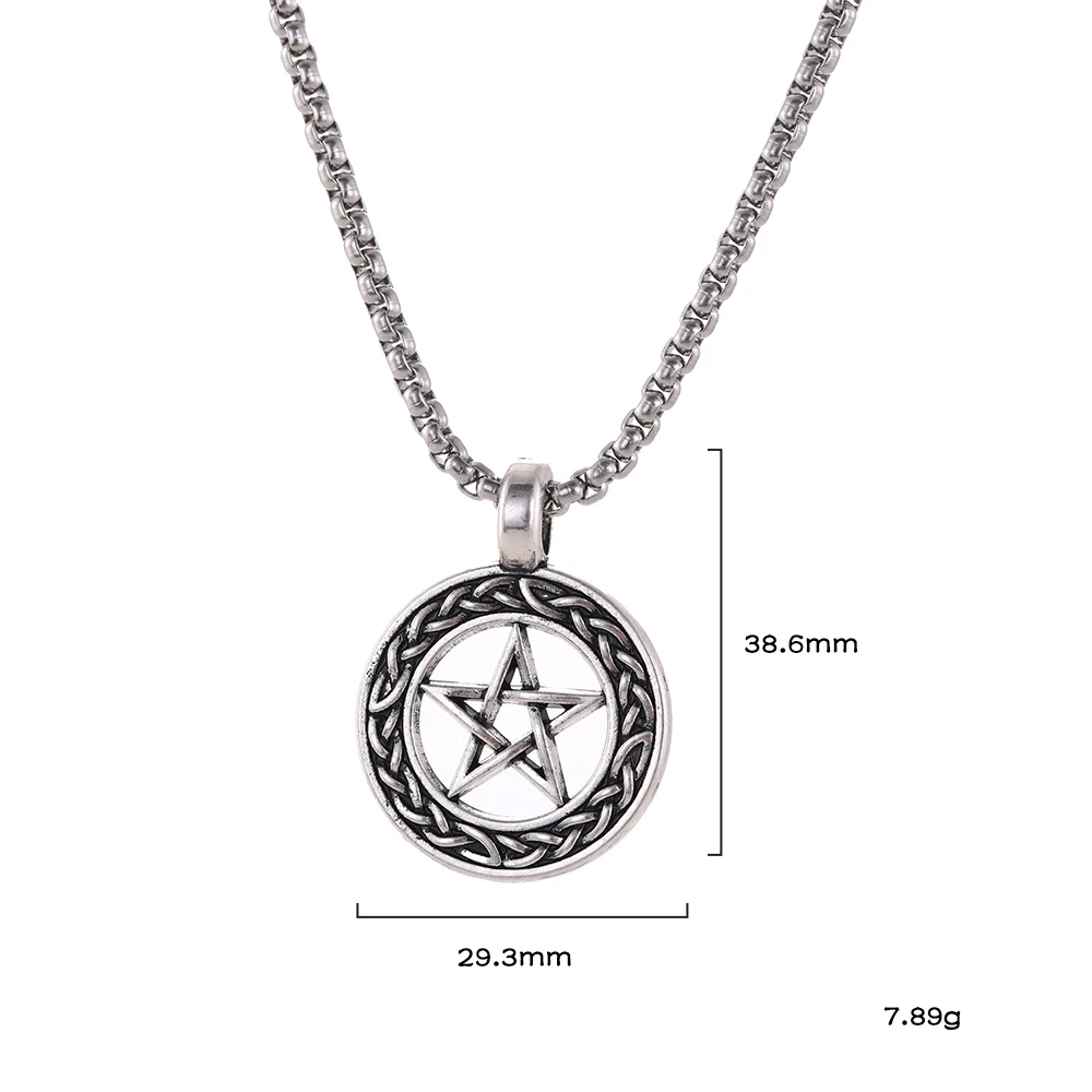 Skyrim пентаграмма еврейский религиозный языческий амулет кулон ожерелье Wicca мужчин винтаж Нержавеющая сталь цепи ожерелье s ювелирные изделия - Окраска металла: necklace