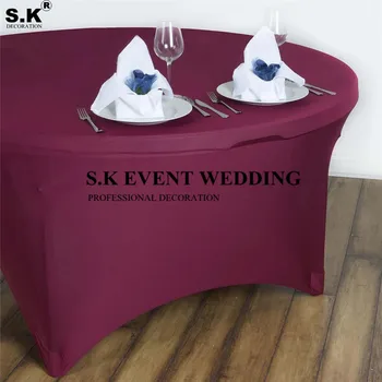 

Good Quality Round Lycra Spandex Table Cloth Cover Poly Tablecloth For Wedding Banquet Event Home Decoration
