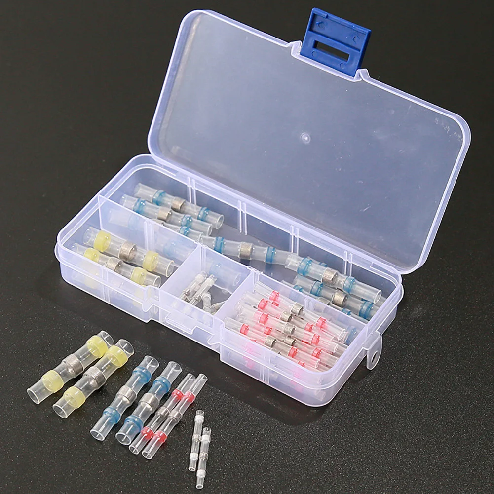 

50pcs waterproof seal heat shrink solder wire connector Shrink Tube Butt Terminal Wire Splice Connector With Box