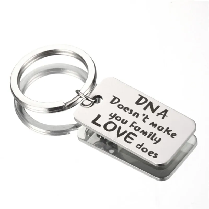 Family Kids Jewelry Step Dad Mom Gift Adoption Personalized Key Holder DNA Doesn't Make A Love Does Keychain Keepsake | Украшения и