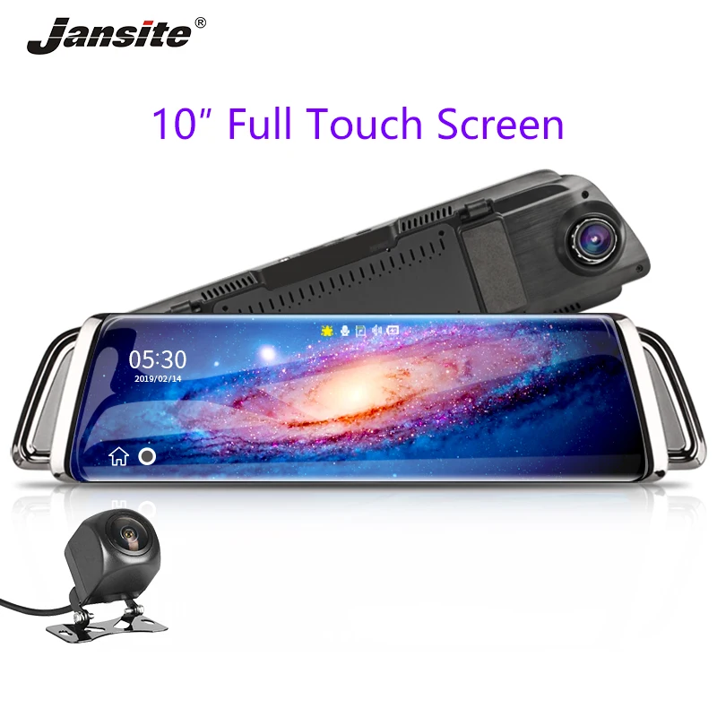 Jansite 10 &quotсенсорный экран автомобильный видеорегистратор FHD передний 1080 P с задней